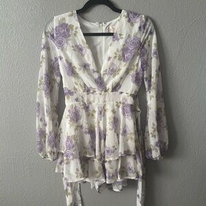 Francesca's Collections Ivory Dress with Lavender Floral
